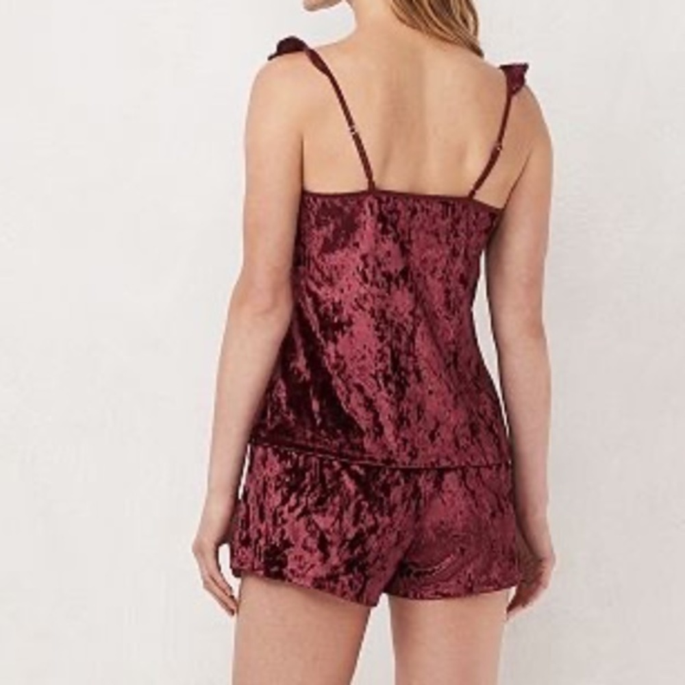 Lauren Conrad Ruffled Velvet Pajama Short Set Size Small